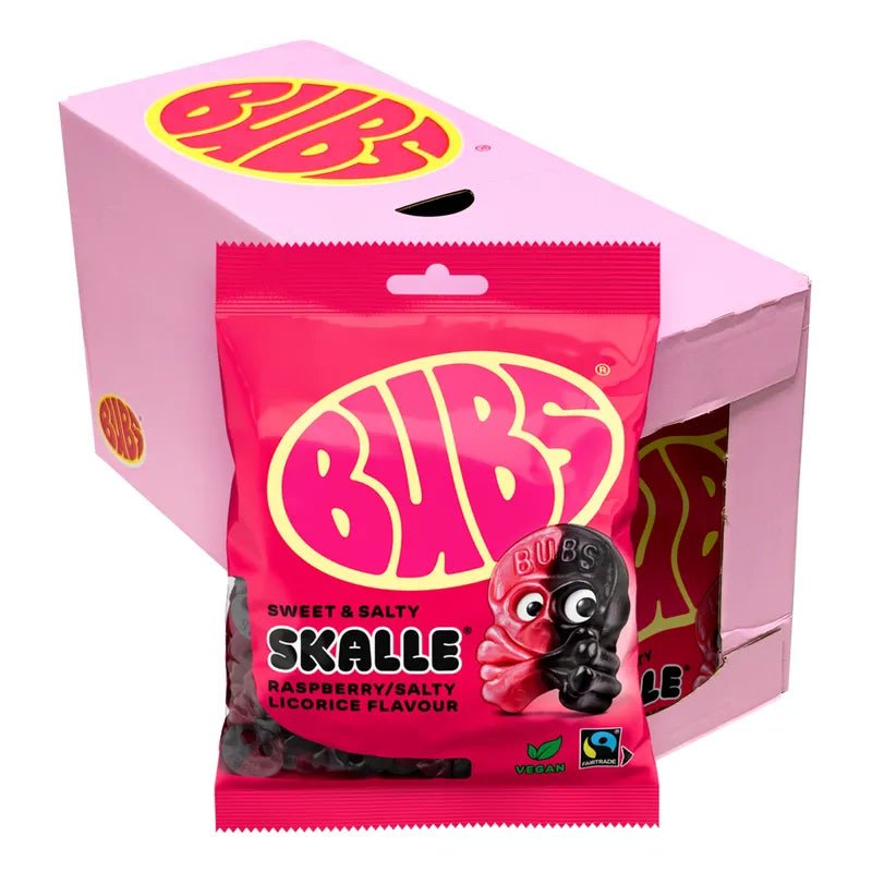BUBS Raspberry Salty Licorice Skalle 155g - Nordicbangers