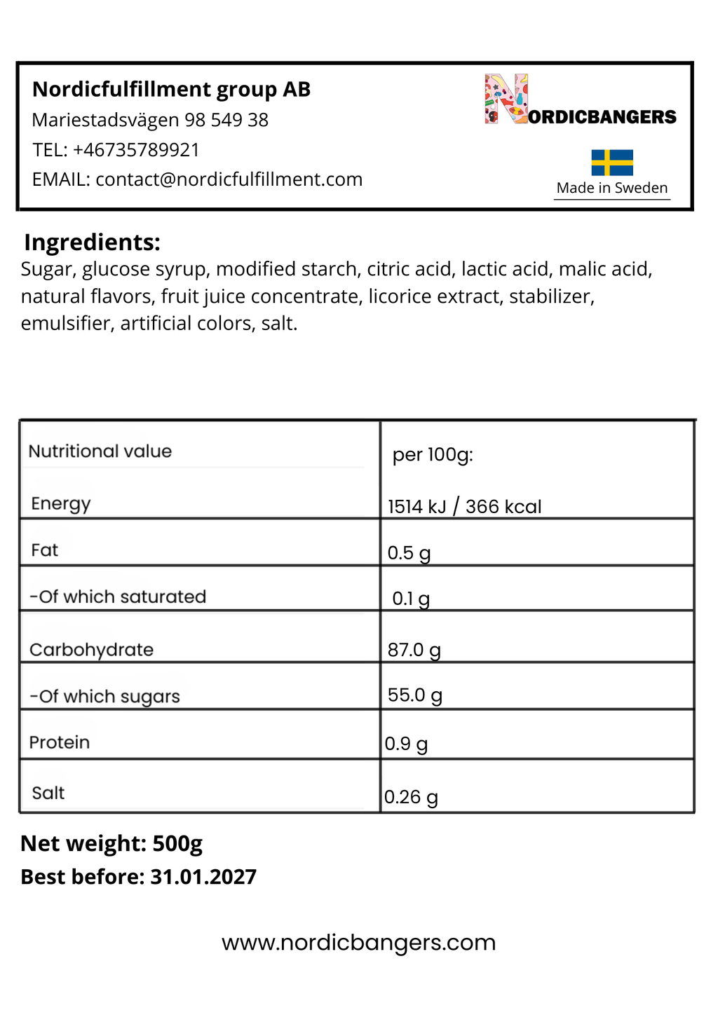 Swedish candy - Swedish sour skull - Nordicbangers