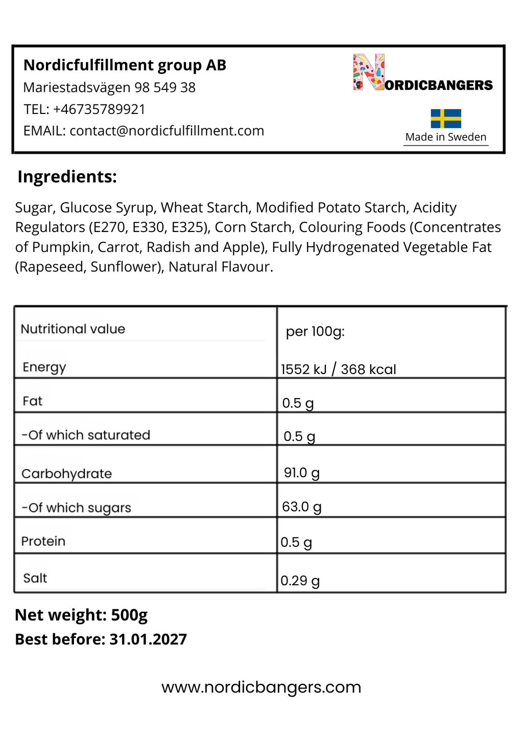Swedish Candy - Tutti Frutti Sour Melon - Nordicbangers